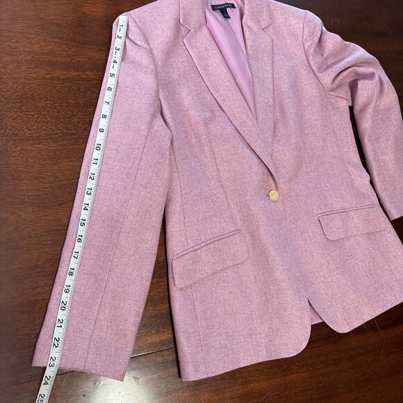 Lands End Womens Wool Silk Linen Blazer Size 10 Purple Classic Preppy Tailored - Picture 7 of 8